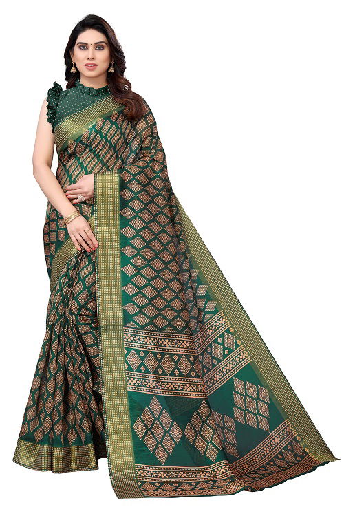 Zari Patta Gold 4 Handloom Regular Wear Wholesale Printed Sarees
